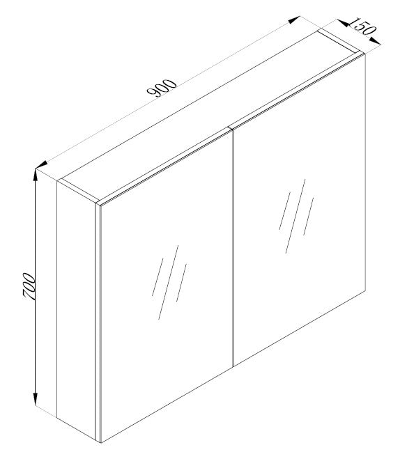 Scenery Pencil Edge Mirrored Shaving Cabinet 900mm