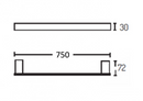 Series 64 Single Towel Rail 750mm, Black