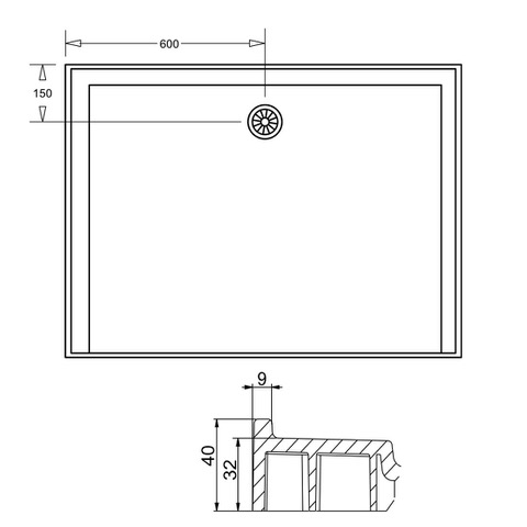 SMC 1200X900 Showerbase White Rear Outlet