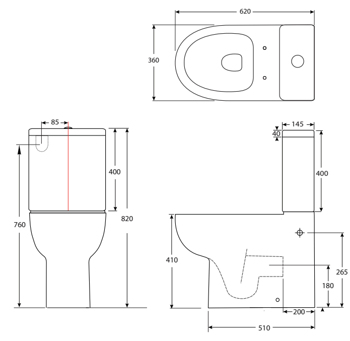 Barnett Rimless Short Projection Toilet Suite - Nano