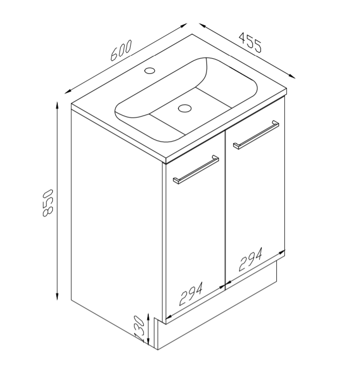 Trenton 600mm Floor Standing Vanity Unit