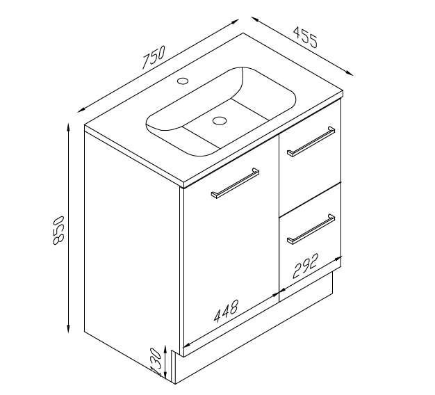 Trenton 750mm Floor Standing Vanity Unit