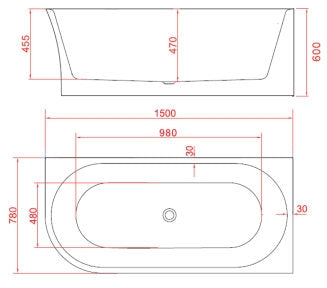 Versa 1500mm Corner Freestanding Bath - Right Hand