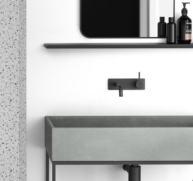 Phoenix Vivid Slimline Up Wall Basin/Bath Mixer Set - Matte Black