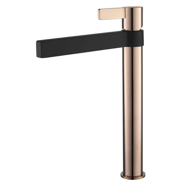 Vivo Oro Rosa Tall Basin Mixer, Rose Gold & Black