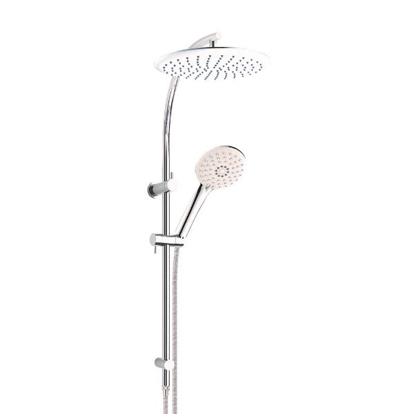 Collis Willow Curved Full Combo Rail Shower Set Chrome & White