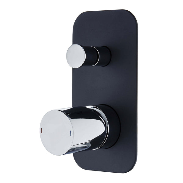 Zenon ShowerBath Mixer with Diverter - Black & Chrome